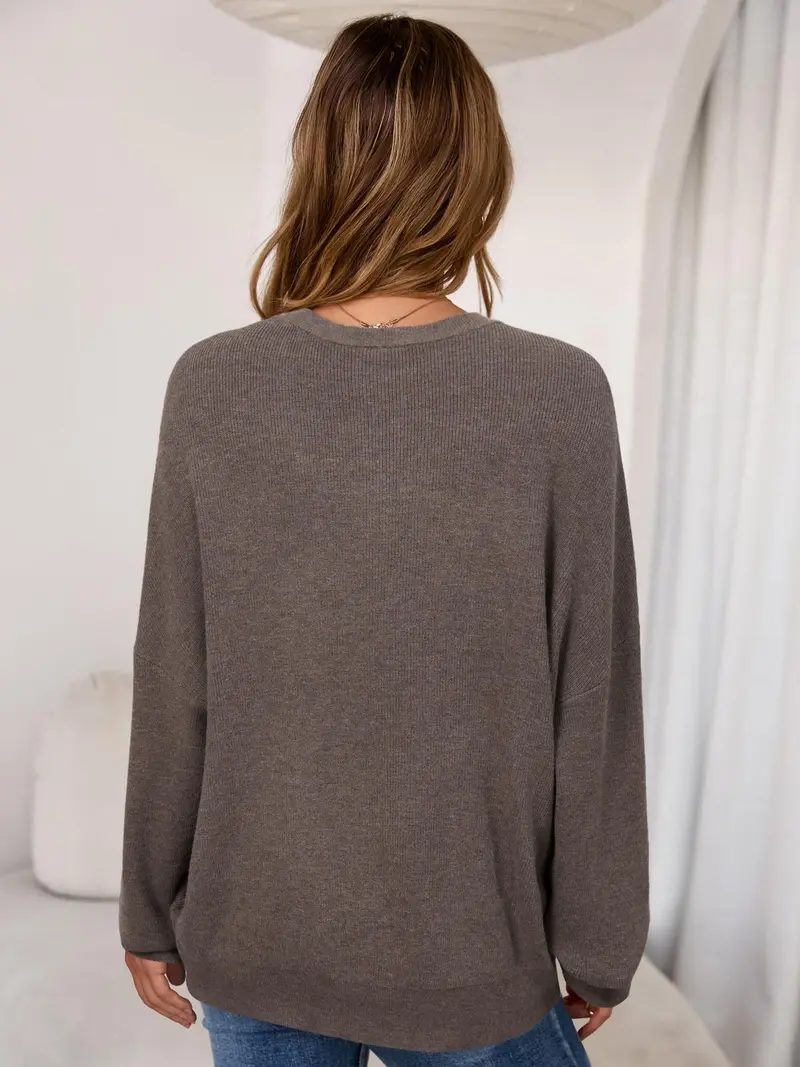 Women's Loose-Fit Wool-Blend Crew-Neck Sweater