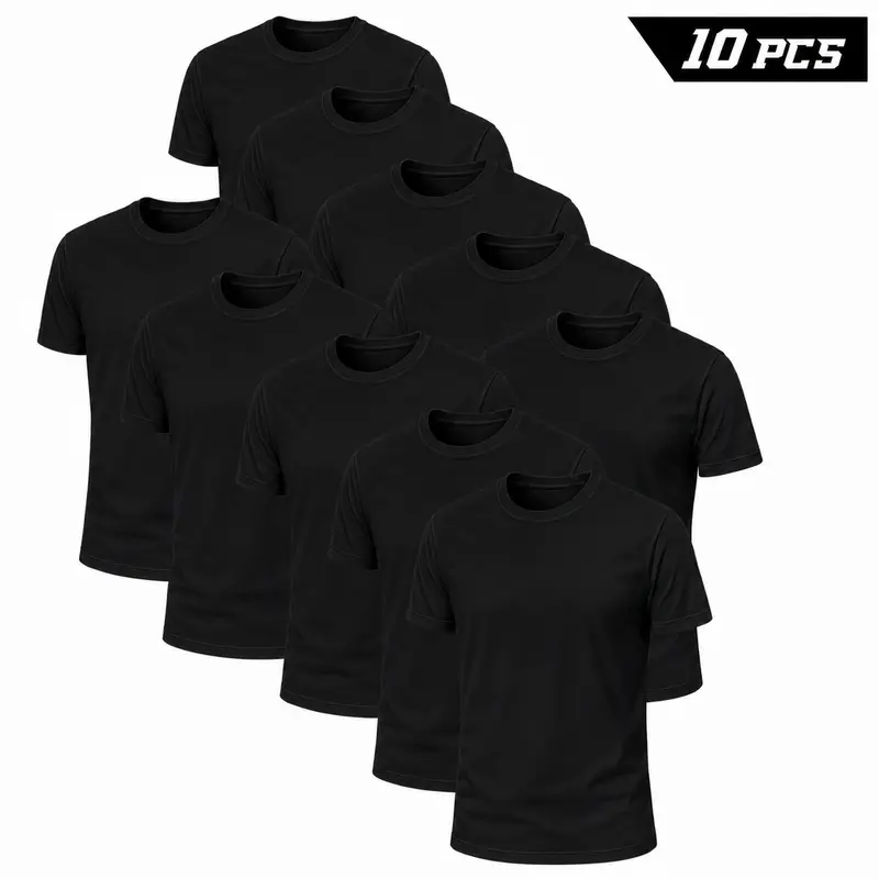 Men's 100% Cotton Crew Neck Short-Sleeve T-Shirt