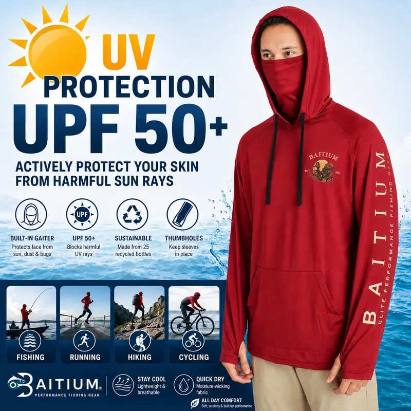 UPF 50 Sun Protection Long-Sleeve Hoodie (With Built-in Neck Gaiter)