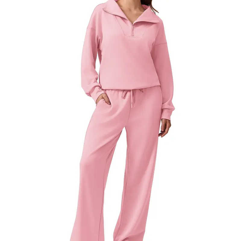 Women's two-piece sportswear set (includes long-sleeve half-zip sweatshirt and athletic pants)