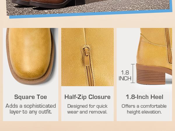 DREAM PAIRS Womens Knee High Boots Square Toe Platform Chunky Block Heel Banana Campus Boots for Women Comfortable Low Heel Side Zipper Womens Riding Tall Boots