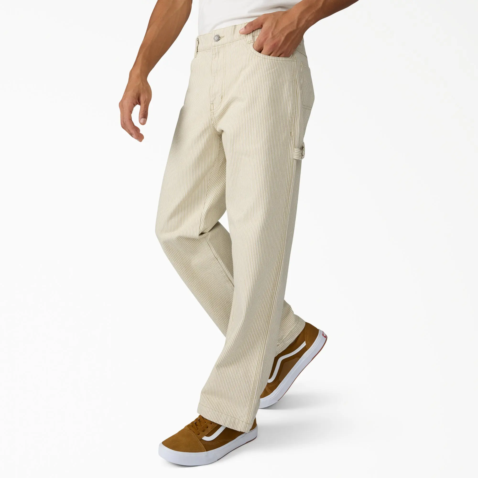 Dickies Hickory Loose Straight Carpenter Pants, 100% Cotton Loose Fit, Workwear Style Dickies Hickory Loose Straight Carpenter Pants, 100% Cotton Loose Fit, Workwear Style