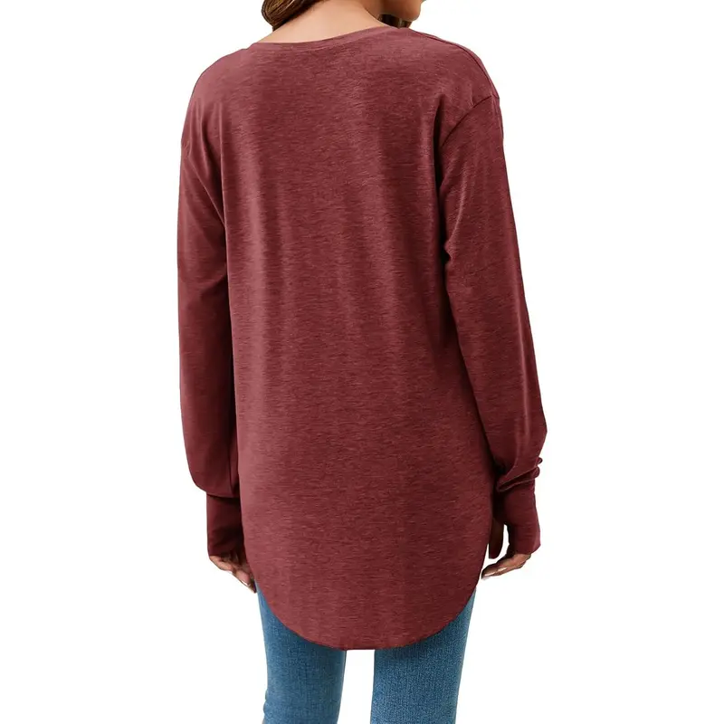 Women's deep V-neck long top