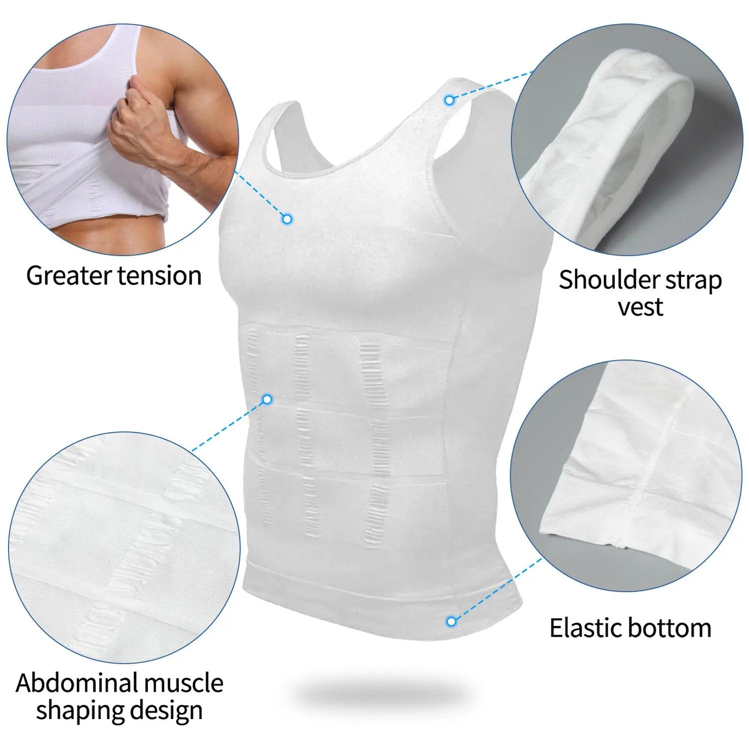 1/2/4 Pack Men Round Neck Compression Tank Top Slimming Body Shaper Vest Shirt Abs Abdomen Slim Seamless Shaping Vest Top Abdominal Corset Men GYM Workout Fitness Shirts Tank Tops Shirts Menswear & Underwear Men's For All Seasons Bestie Socks