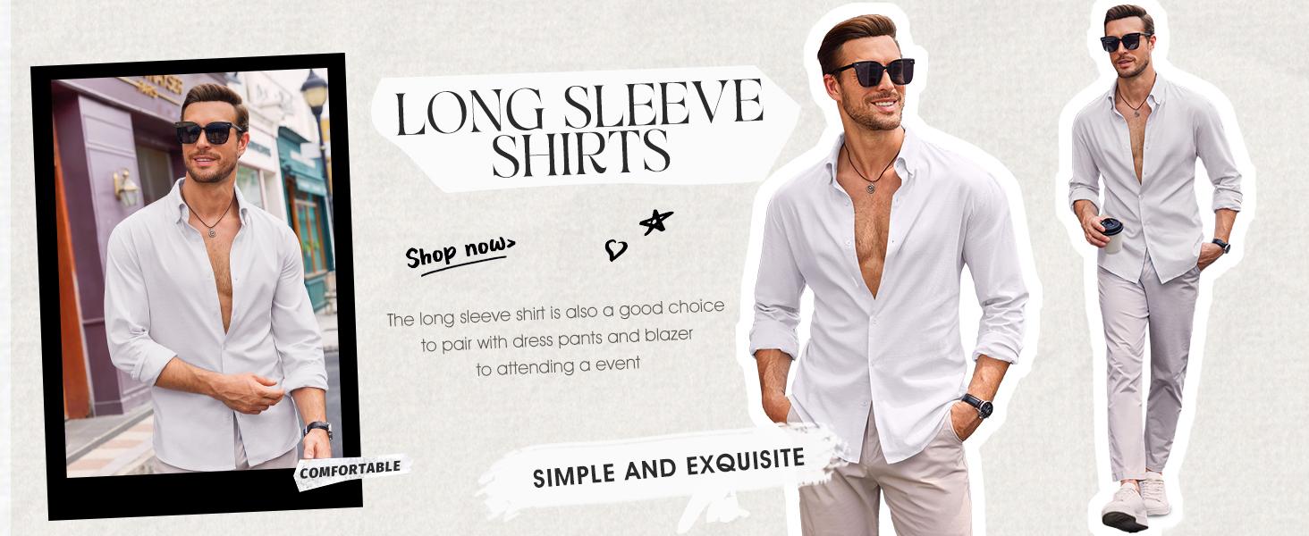 Runcati Men&rsquo;s Button Down Shirt Cotton Linen Casual Long Sleeve Shirts Collared Hippie Beach Tops