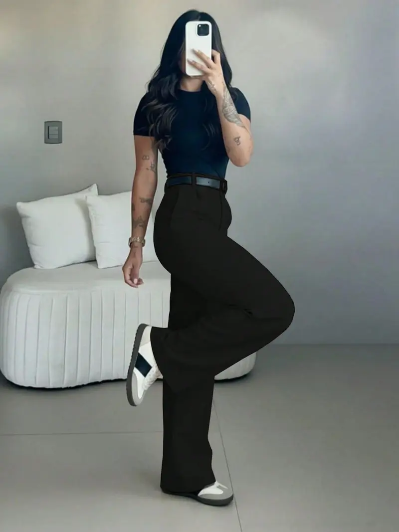 Women's High-Waisted Loose-Fit Business Casual Trousers