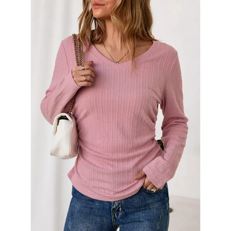 Women's Casual V-Neck Long-Sleeve Top