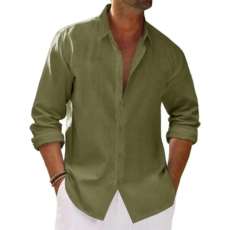 Men's Cotton-Linen Long-Sleeve Shirt