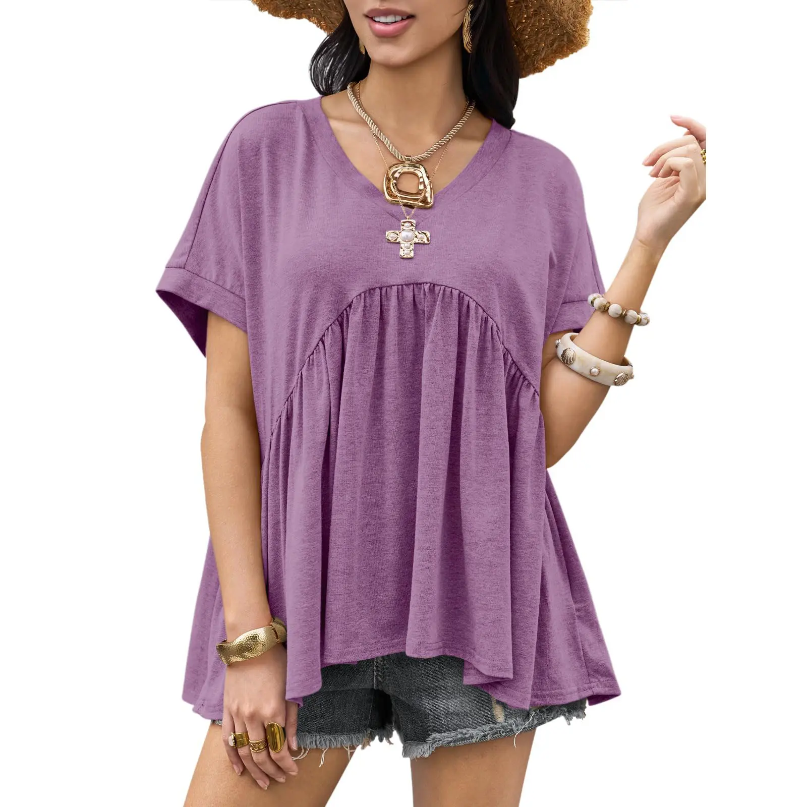Women's Summer Ruffle-Hem Top