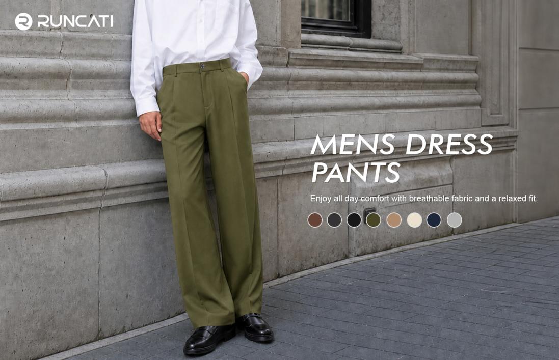 Runcati Mens Baggy Dress Pants Casual Pleated Wide Leg Lightweight Trousers | Loose Fit Old Money Pants, Work Business Relaxed Fit Slacks, Two Side Pockets, 30"/32" Suit Pants, Stretchable Elastic Waist Runcati Mens Baggy Dress Pants Casual Pleated Wide Leg Lightweight Trousers | Loose Fit Old Money Pants, Work Business Relaxed Fit Slacks, Two Side Pockets, 30"/32" Suit Pants, Stretchable Elastic Waist