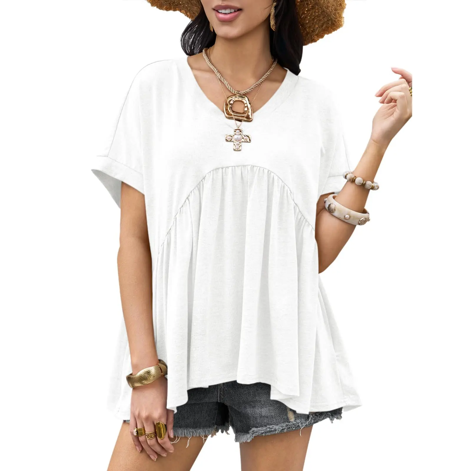 Women's Summer Ruffle-Hem Top