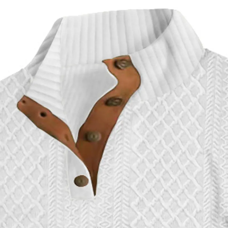 Men's Stand-Collar Button-Front Sweatshirt-Shirt