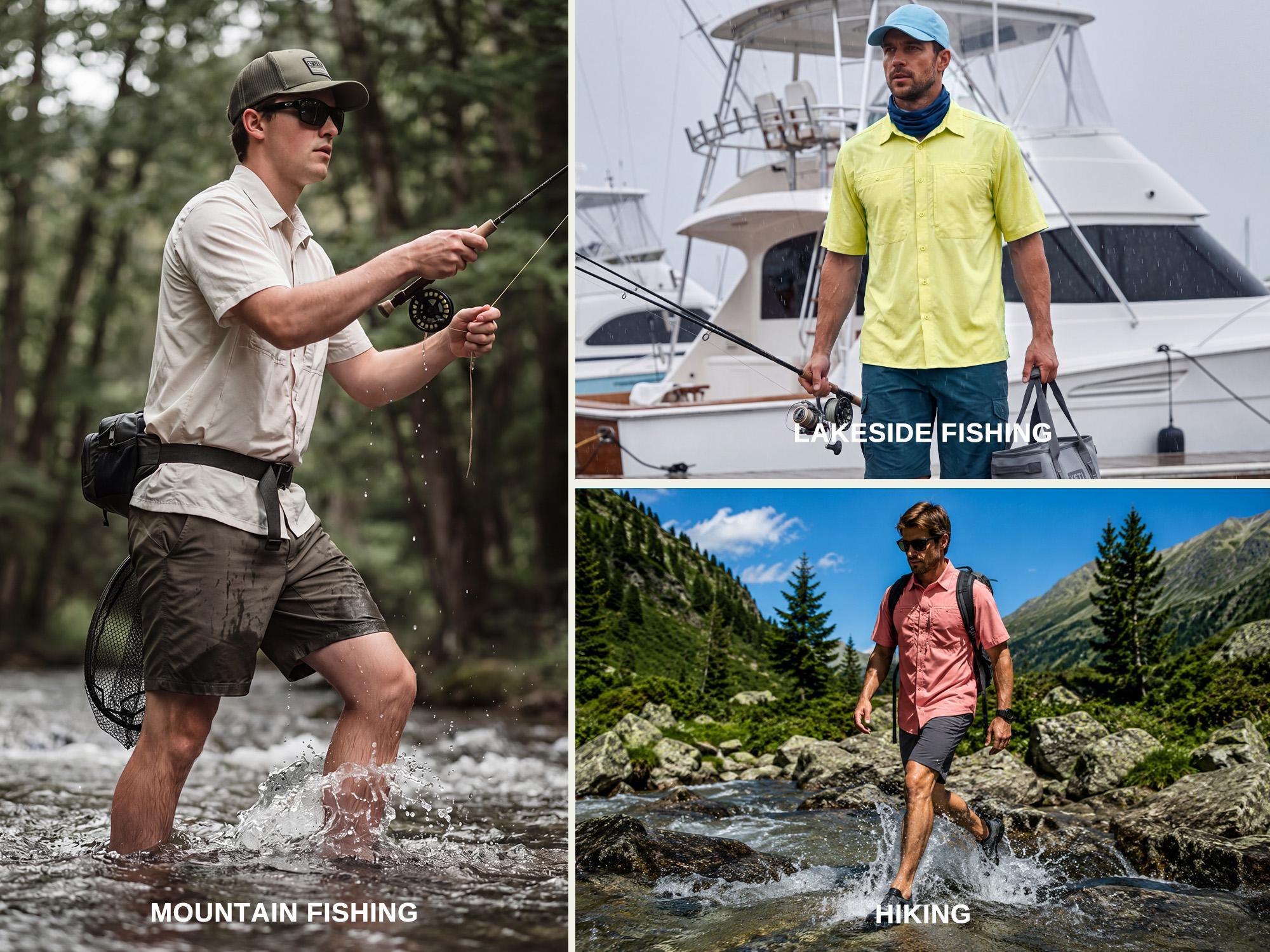 G Gradual Men's Casual Outdoor Button-Down Fishing Top - UPF 50+ Lightweight Cool Short-Sleeve, Zipper Pockets, Machine Wash for Hiking/Light Outdoor Sports