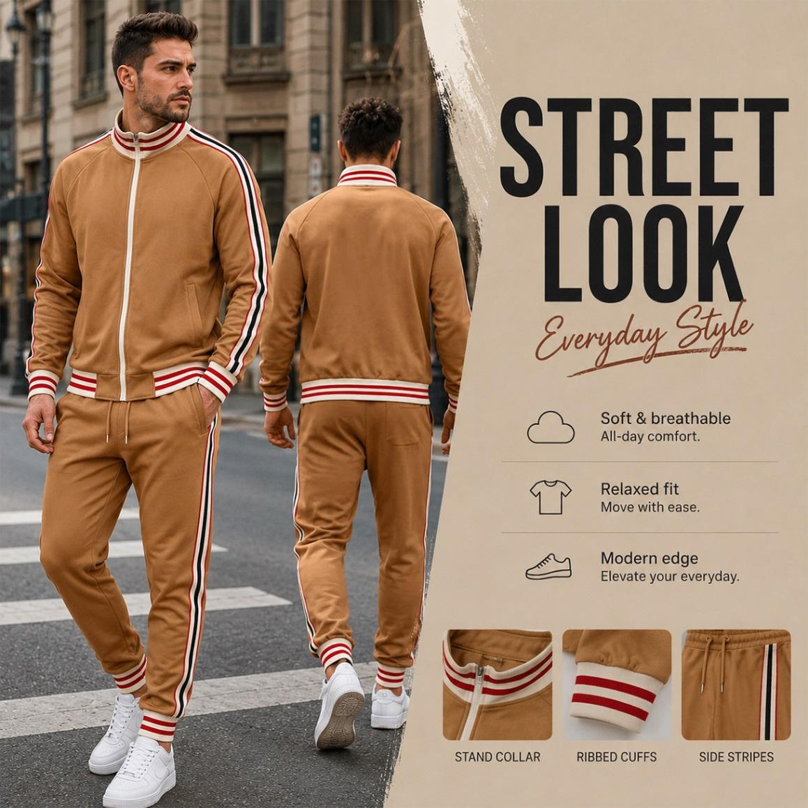 Men’s Retro Milano Graphic Two Piece Tracksuit, Zip Track Jacket with Ribbed Trim and Matching Elastic Waist Jogger Pants, Contrast Side Stripe Sportswear Set for Casual Wear, Walking and Travel Men’s Retro Milano Graphic Two Piece Tracksuit, Zip Track Jacket with Ribbed Trim and Matching Elastic Waist Jogger Pants, Contrast Side Stripe Sportswear Set for Casual Wear, Walking and Travel