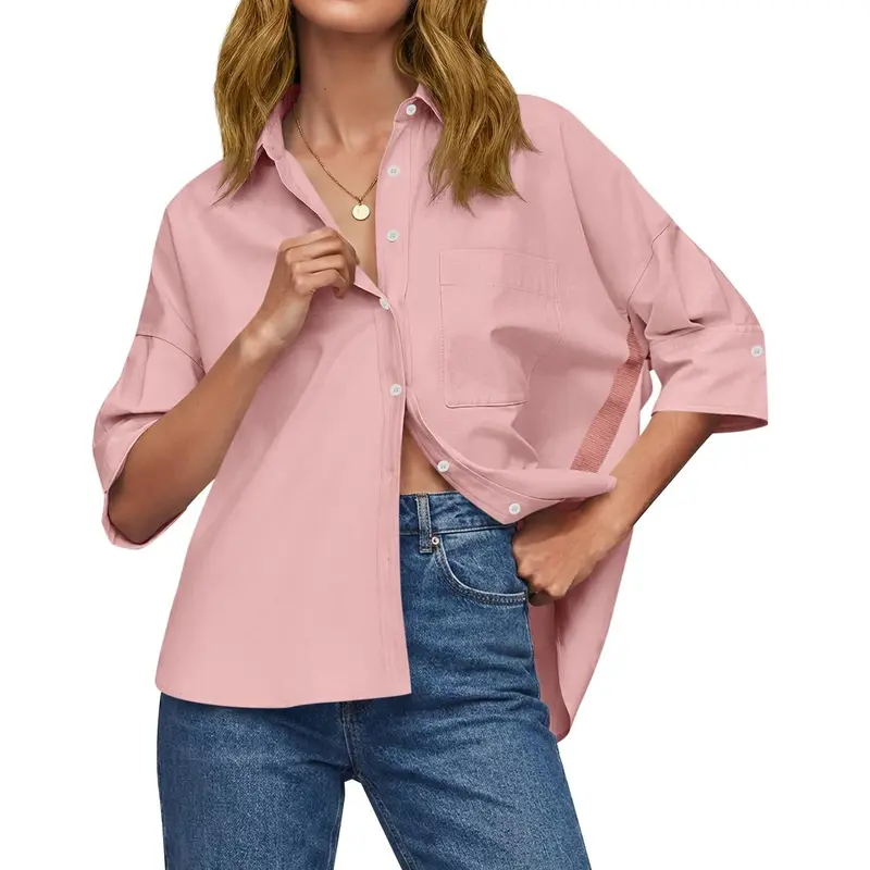 Women's Loose-Fit Button-Down Shirt for Summer