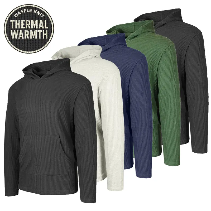 Men's Multi Pack Waffle Knit Pullover Hoodie