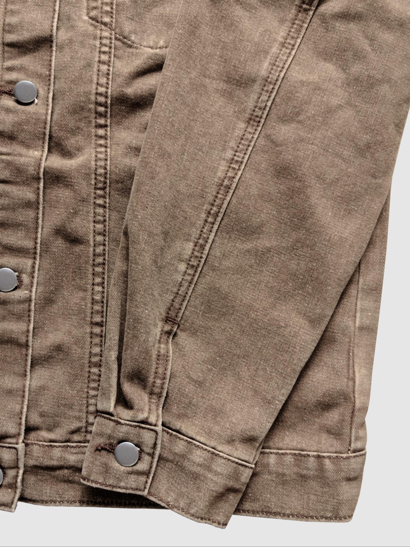 Women's Plain Button-Front Drop-Shoulder Fitted Denim Jacket Coats, Casual Long-Sleeve Collared Pocket Outerwear for Daily Wear, Aesthetic Womenswear Women's Plain Button-Front Drop-Shoulder Fitted Denim Jacket Coats, Casual Long-Sleeve Collared Pocket Outerwear for Daily Wear, Aesthetic Womenswear