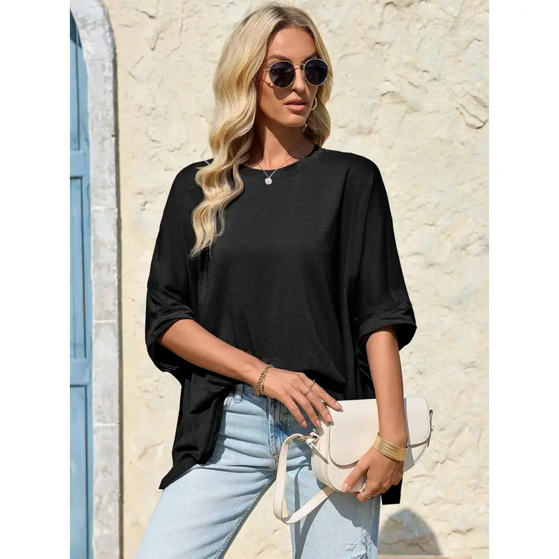 Women's Loose-Fit T-Shirt with Batwing Sleeves