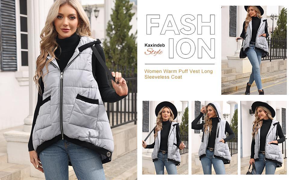 Imily Bela Women's Hooded Outwear Vest Lightweight Zipper Up Padded Gilet With Pockets Basic Fitted Imily Bela Women's Hooded Outwear Vest Lightweight Zipper Up Padded Gilet With Pockets Basic Fitted