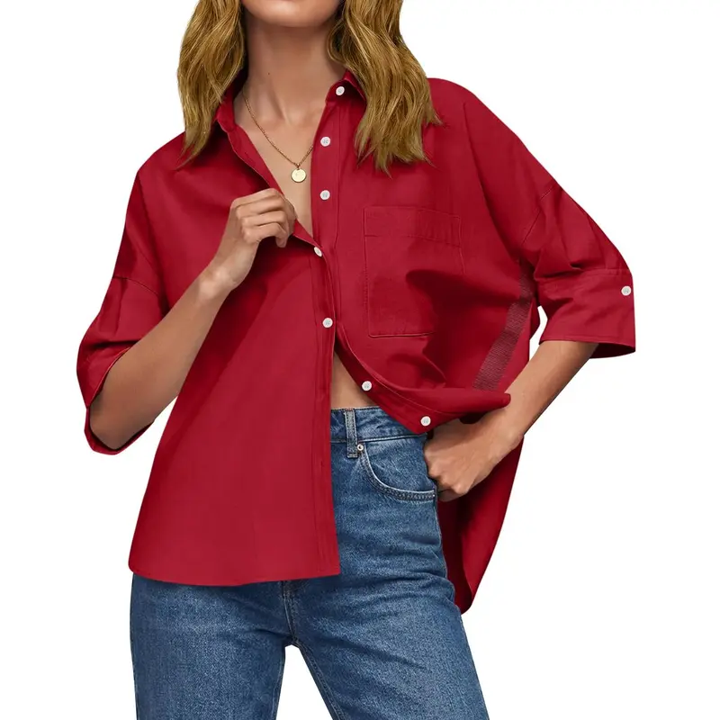 Women's Loose-Fit Button-Down Shirt for Summer