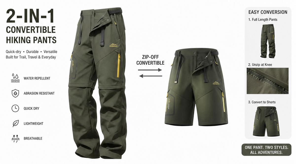 Men's Summer 2-in-1 Cargo Pants, Detachable Long Sports Shorts, Breathable Durable Tactical Utility Pants, Zipper & Multi-Pocket Outdoor Pants, Suitable for Outdoor Hiking, Camping, Mountaineering Men's Summer 2-in-1 Cargo Pants, Detachable Long Sports Shorts, Breathable Durable Tactical Utility Pants, Zipper & Multi-Pocket Outdoor Pants, Suitable for Outdoor Hiking, Camping, Mountaineering