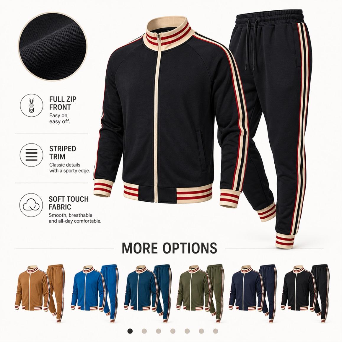 Men’s Retro Milano Graphic Two Piece Tracksuit, Zip Track Jacket with Ribbed Trim and Matching Elastic Waist Jogger Pants, Contrast Side Stripe Sportswear Set for Casual Wear, Walking and Travel Men’s Retro Milano Graphic Two Piece Tracksuit, Zip Track Jacket with Ribbed Trim and Matching Elastic Waist Jogger Pants, Contrast Side Stripe Sportswear Set for Casual Wear, Walking and Travel