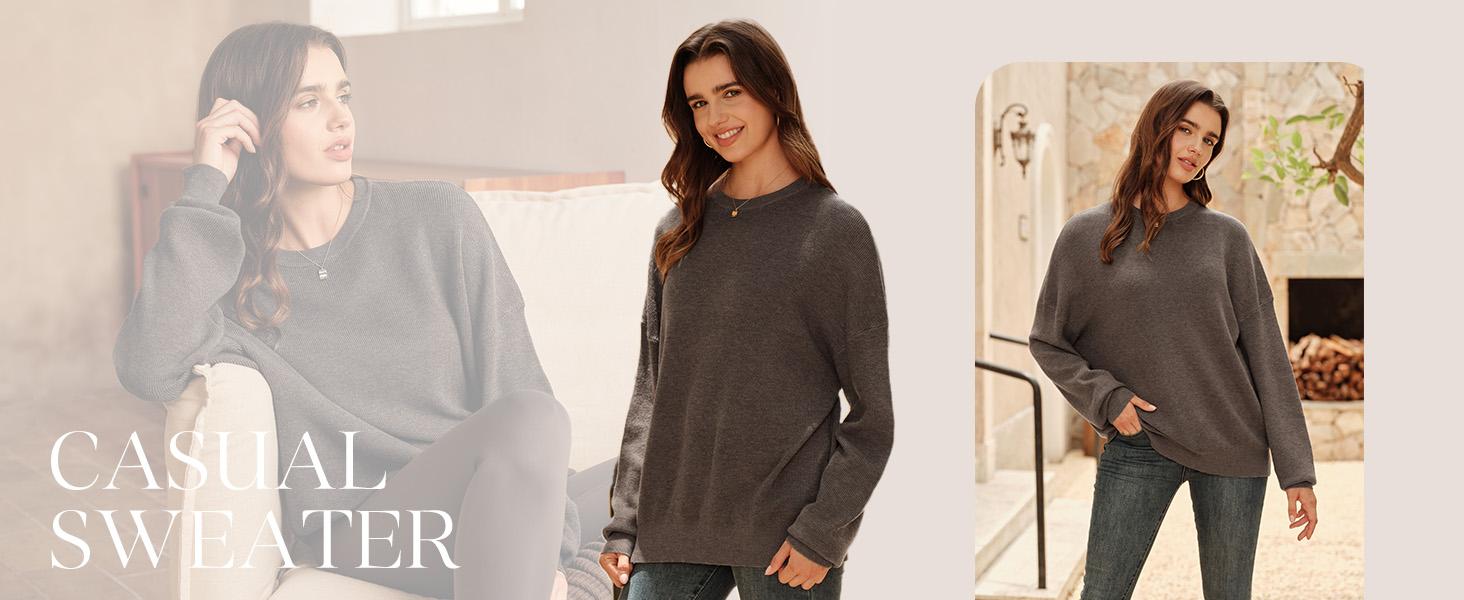 Arach&Cloz Women's Wool Blend Oversized Sweaters Crewneck Casual Spring Outfits Fashion Tops SummerVibes Arach&Cloz Women's Wool Blend Oversized Sweaters Crewneck Casual Spring Outfits Fashion Tops SummerVibes