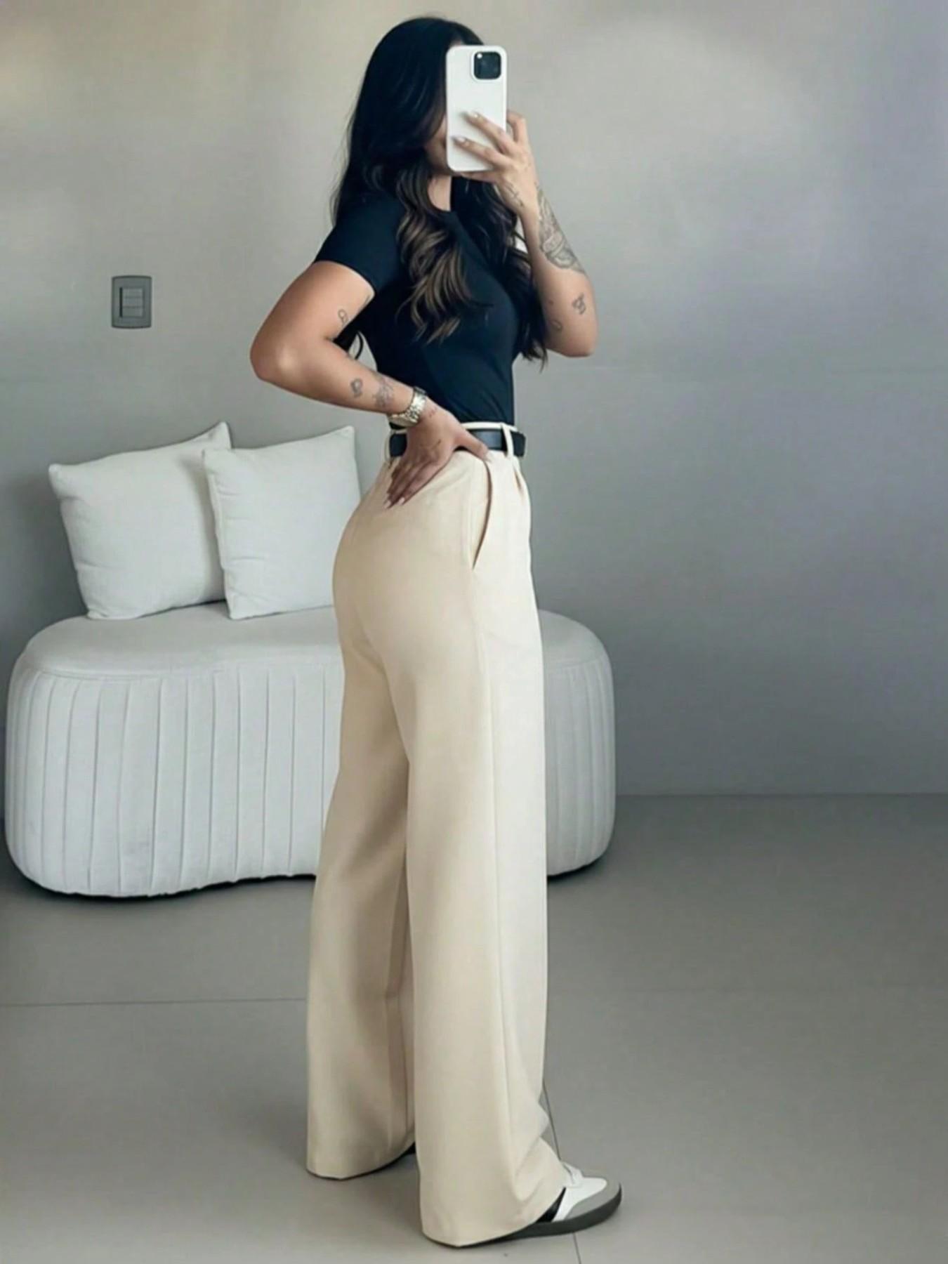 Women's High-Waisted Loose Casual Business Pants, Suitable for Office and Daily Wear, All-Season Commuter Trousers Bottoms Women's High-Waisted Loose Casual Business Pants, Suitable for Office and Daily Wear, All-Season Commuter Trousers Bottoms