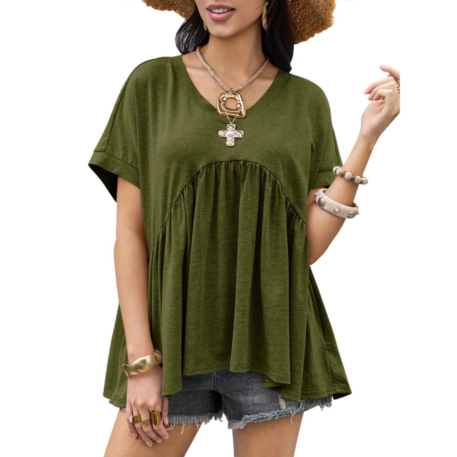 Women's Summer Ruffle-Hem Top