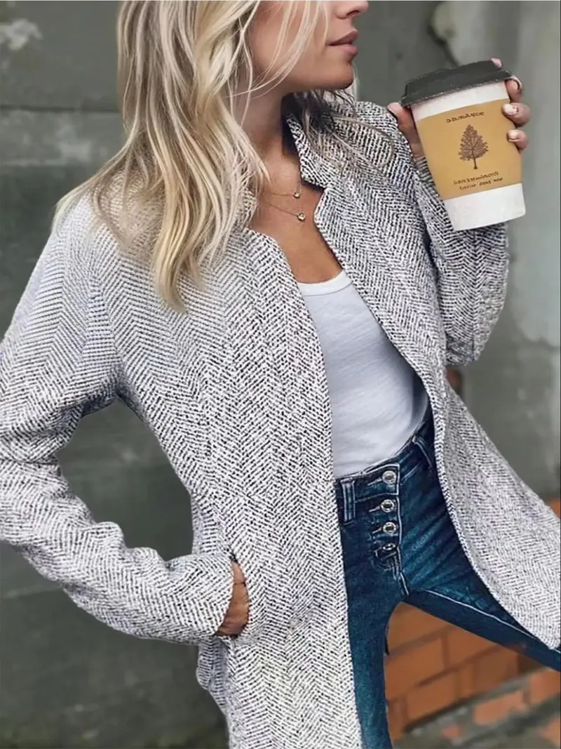 Women's Basic Solid-Color Slim-Fit Long-Sleeve Cardigan
