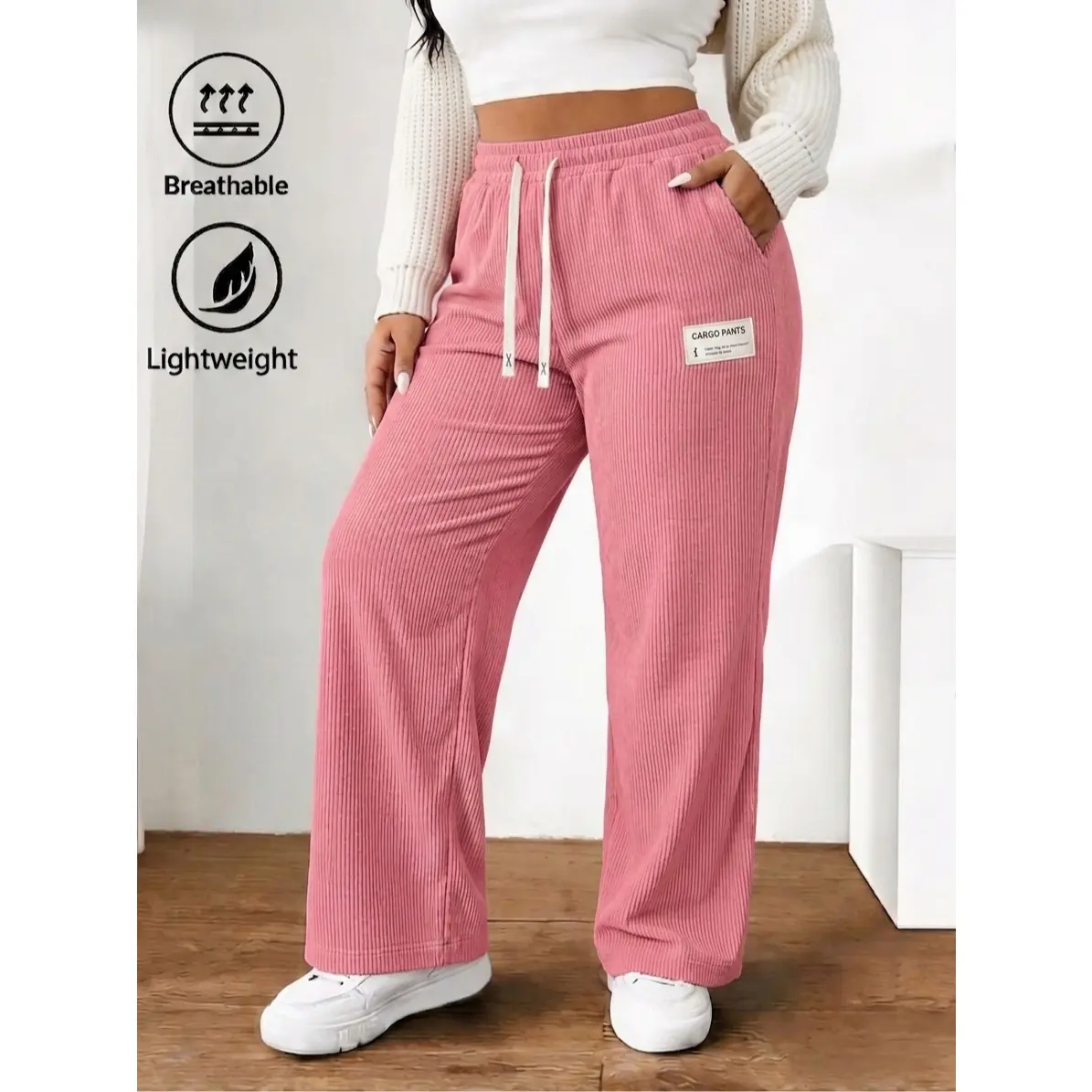 Women's Casual High-Waisted Corduroy Trousers