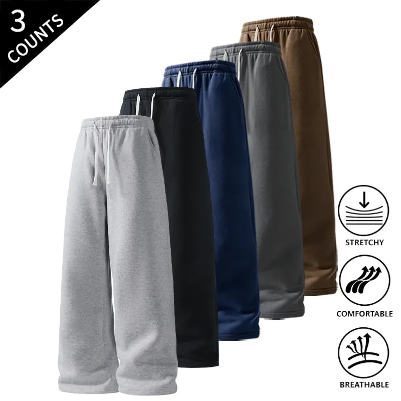 Men’s Comfortable Straight-Leg Loungewear Pants 3-Pack