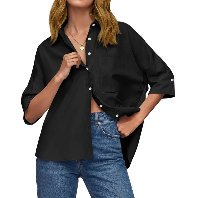Women's Loose-Fit Button-Down Shirt for Summer