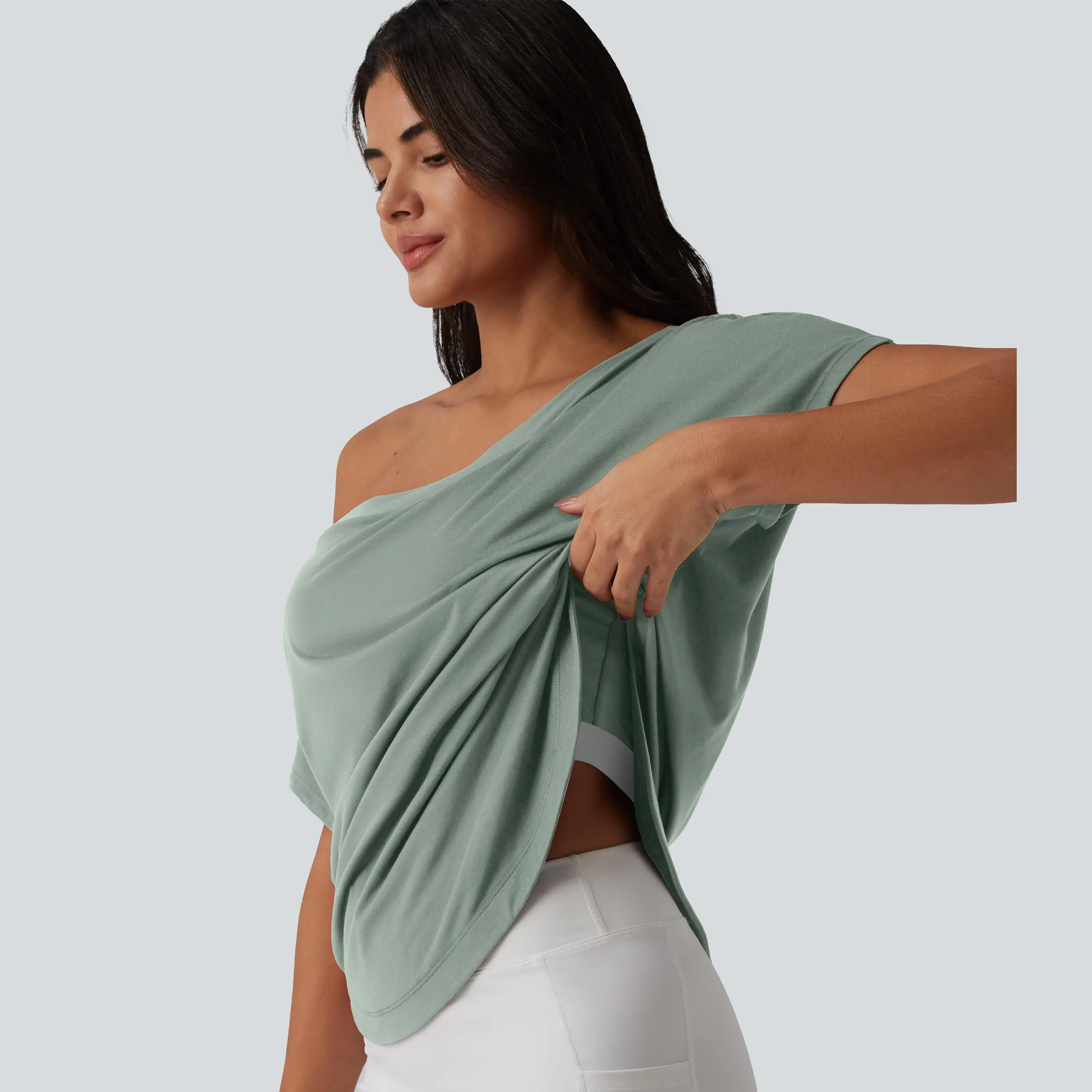 Quick-dry yoga top with built-in bra
