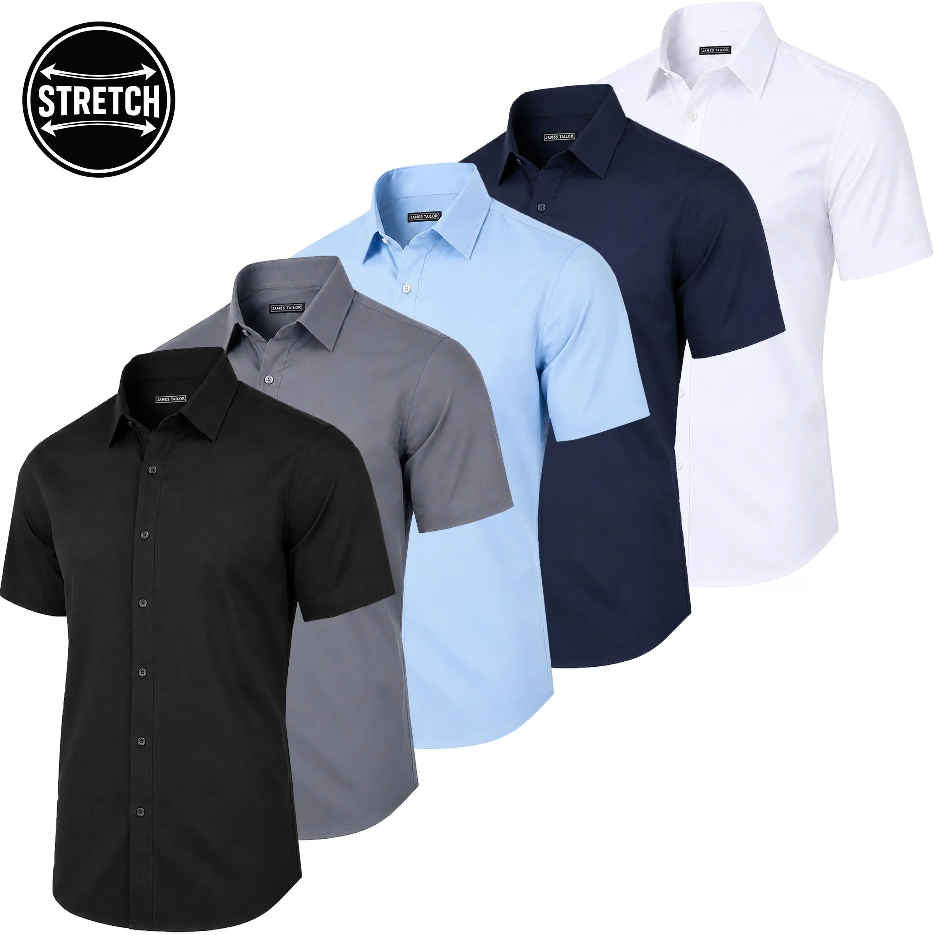 Men's Short-Sleeve Stretch Dress Shirt
