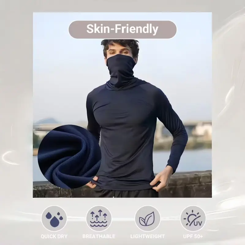 Men's Casual Hooded Pullover – with UPF Sun Protection