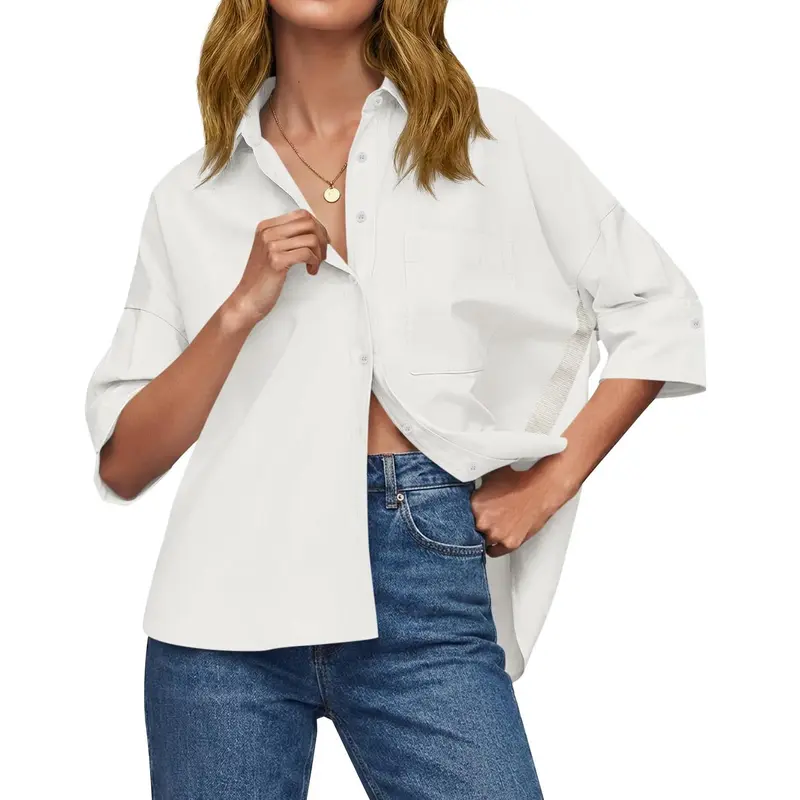 Women's Loose-Fit Button-Down Shirt for Summer
