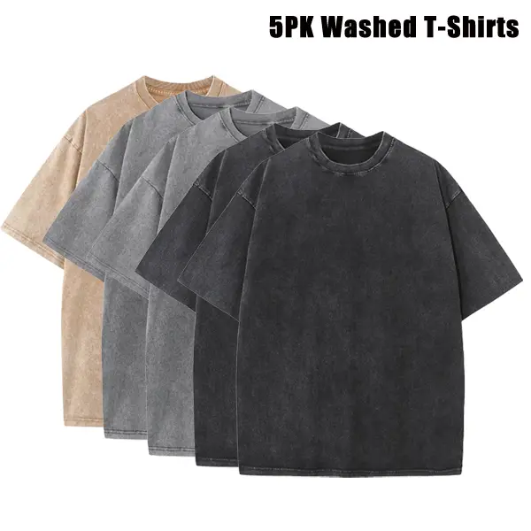 Men’s Extra Large Heavyweight Cotton Fitness T-Shirts - 5 Pack