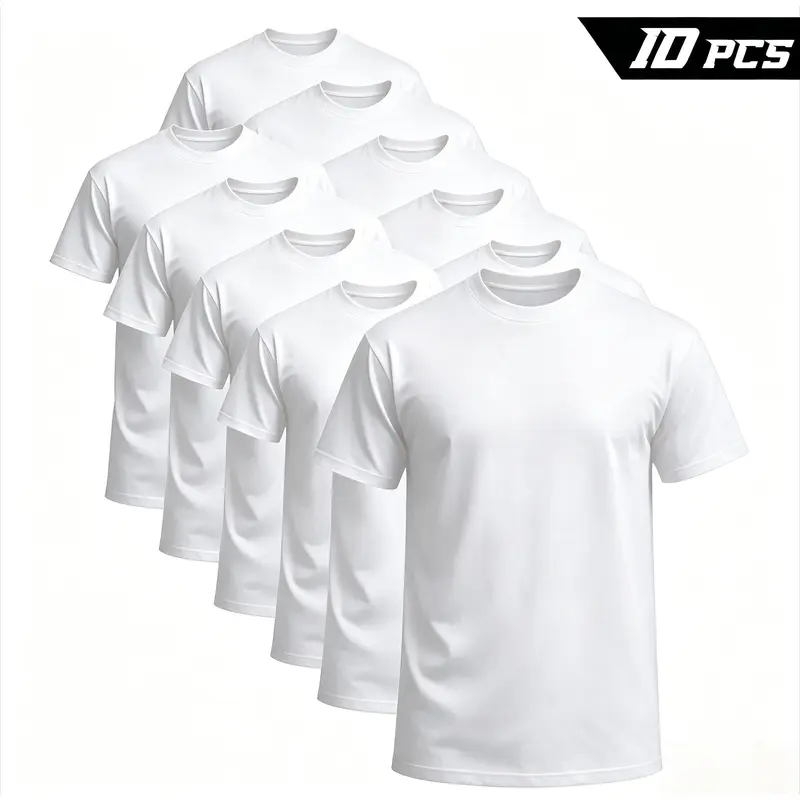 Men's 100% Cotton Crew Neck Short-Sleeve T-Shirt