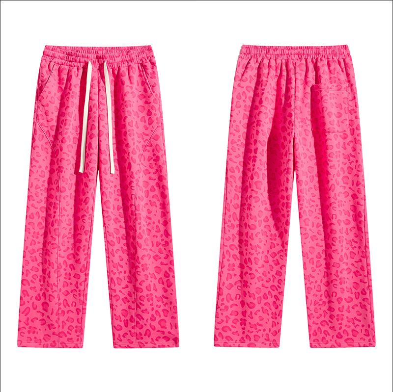 Men's loose wide leg sports pants are breathable and skin friendly, suitable for daily leisure activities. Leopard print pants Lightweight Pants Casual Comfy Baggy