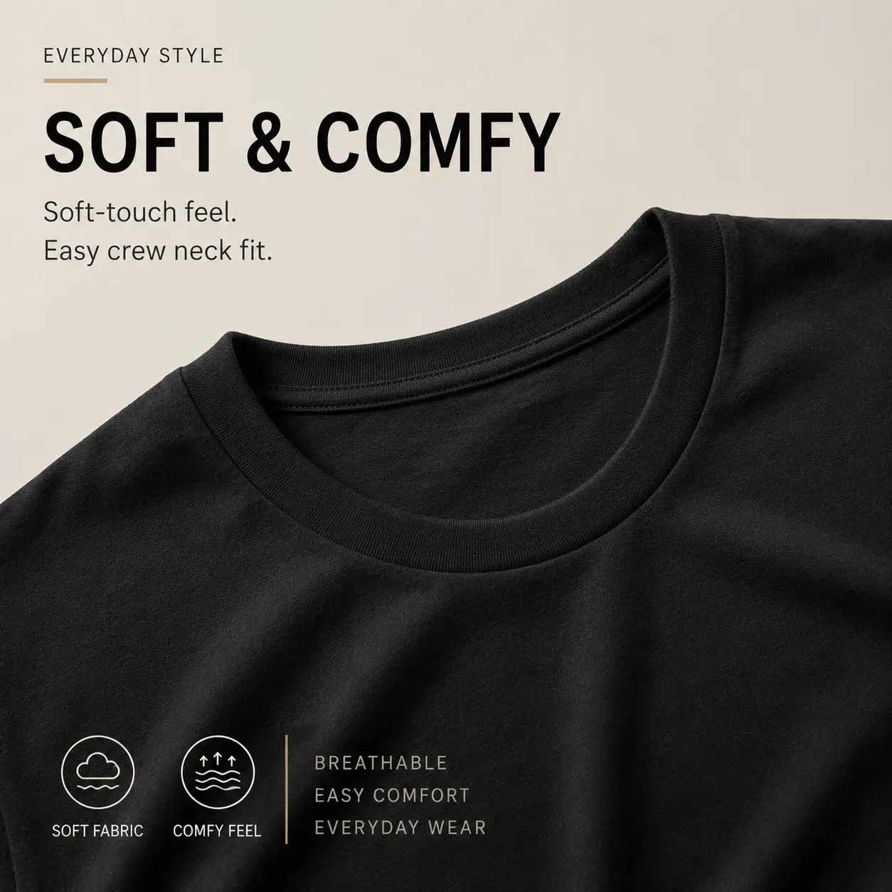 Men's Cotton-Blend Vintage-Style Crew Neck T-Shirt