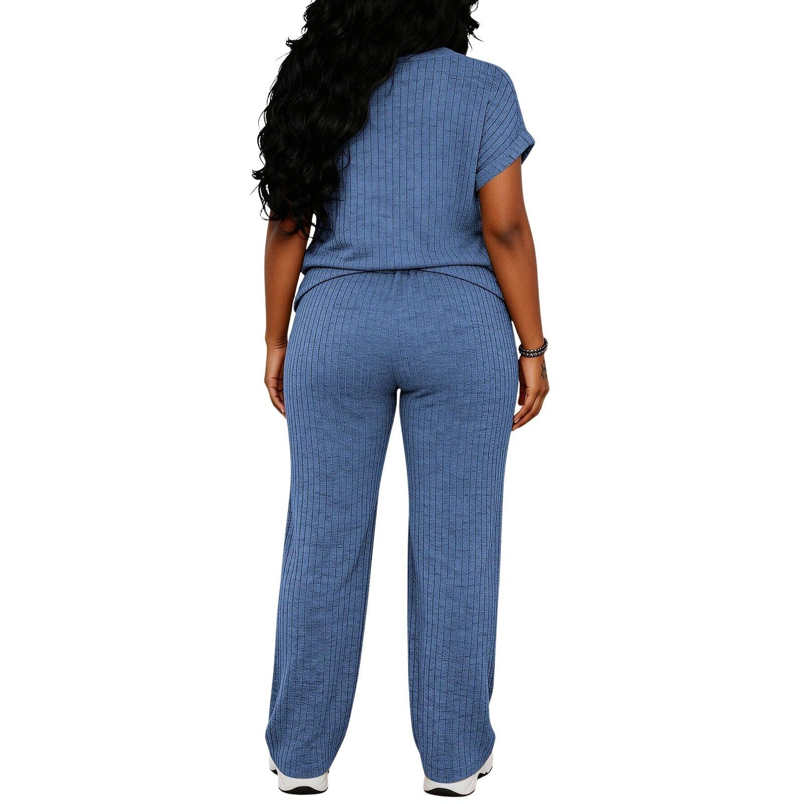 MOEENCN Women's Ultra-Soft Brushed Ribbed Knit 2-Piece Loungewear Set, V-Neck Top & High Waist Wide Leg Pants with Pockets for Lazy Days & Brunch summerwins Womenswear Clothes Suits MOEENCN Women's Ultra-Soft Brushed Ribbed Knit 2-Piece Loungewear Set, V-Neck Top & High Waist Wide Leg Pants with Pockets for Lazy Days & Brunch summerwins Womenswear Clothes Suits