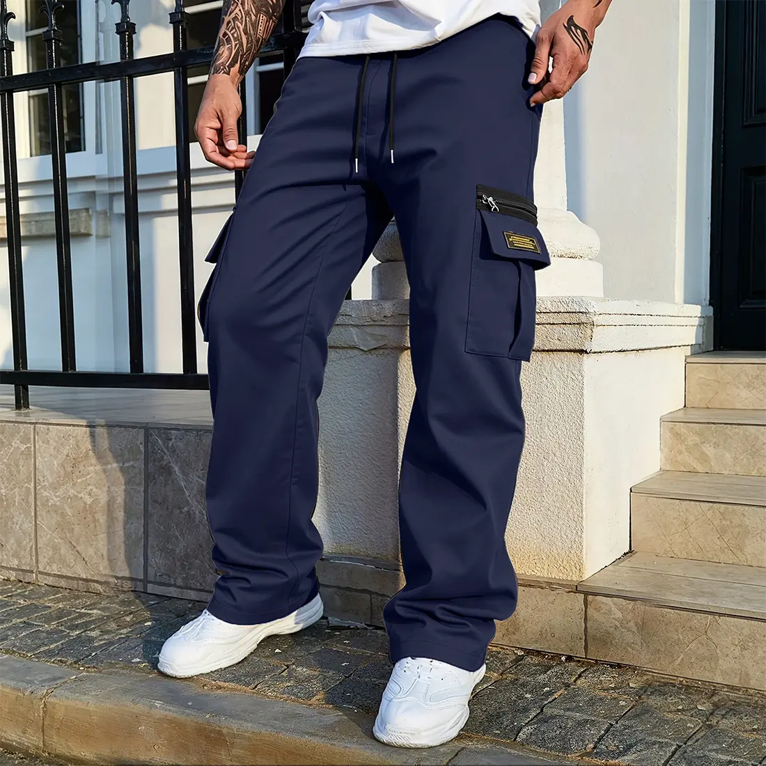 Men's Solid-Color Cargo Pants