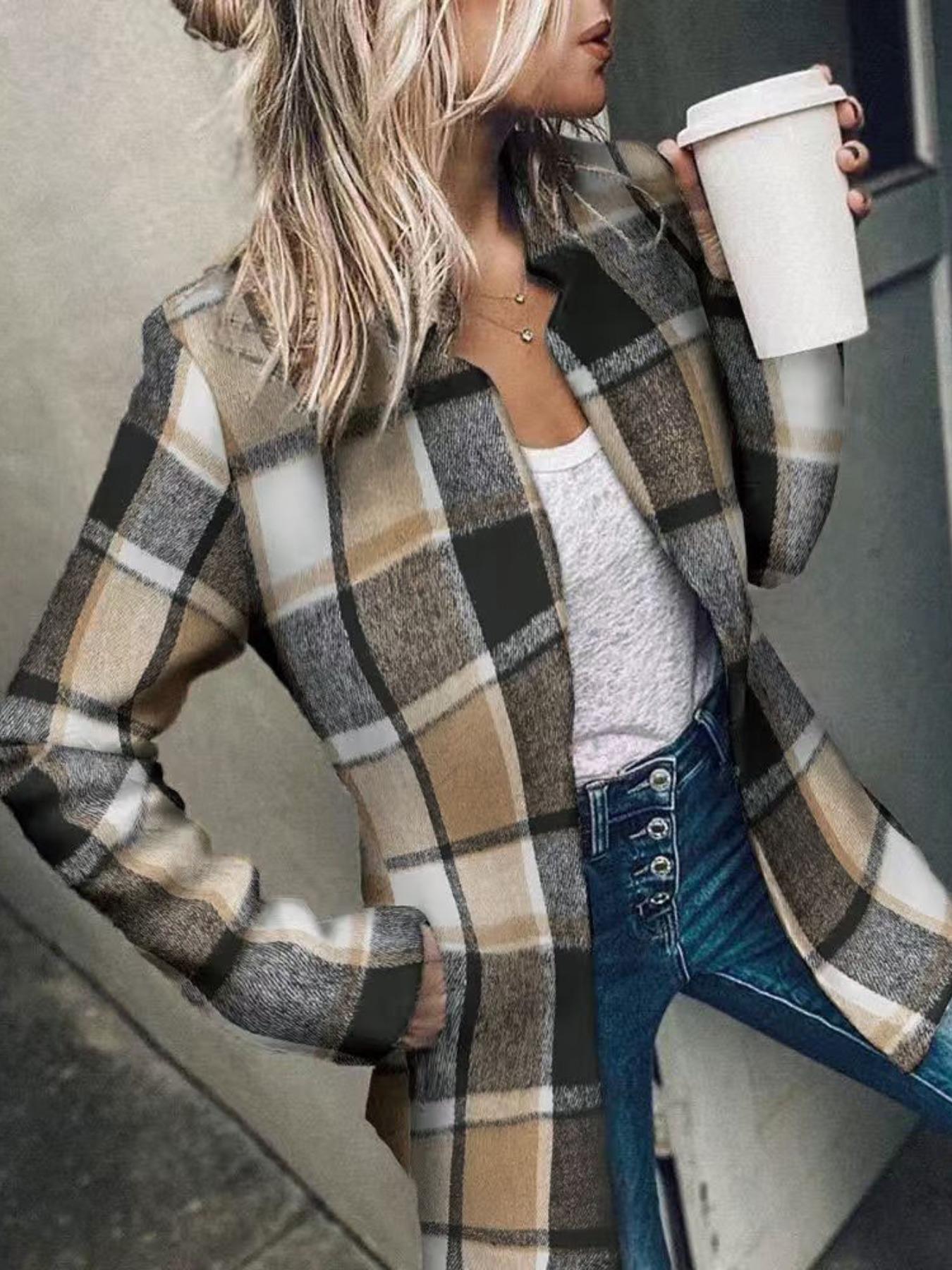 Women's Basic Solid Color Pocket Long Sleeve Open Front Fitted Coat Fabric, Casual Minimalist Office Style Longline Outerwear for Fall & Winter, Ladies Clothes for Daily Wear, Everyday, Womenswear Clothing for Women Women's Basic Solid Color Pocket Long Sleeve Open Front Fitted Coat Fabric, Casual Minimalist Office Style Longline Outerwear for Fall & Winter, Ladies Clothes for Daily Wear, Everyday, Womenswear Clothing for Women