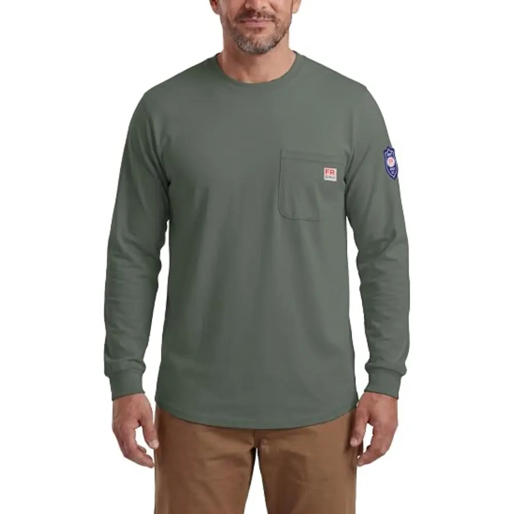 FR Shirts for Men Welding Shirt Flame Resistant Long Sleeve Work Shirts 7.5 Oz FR Clothing