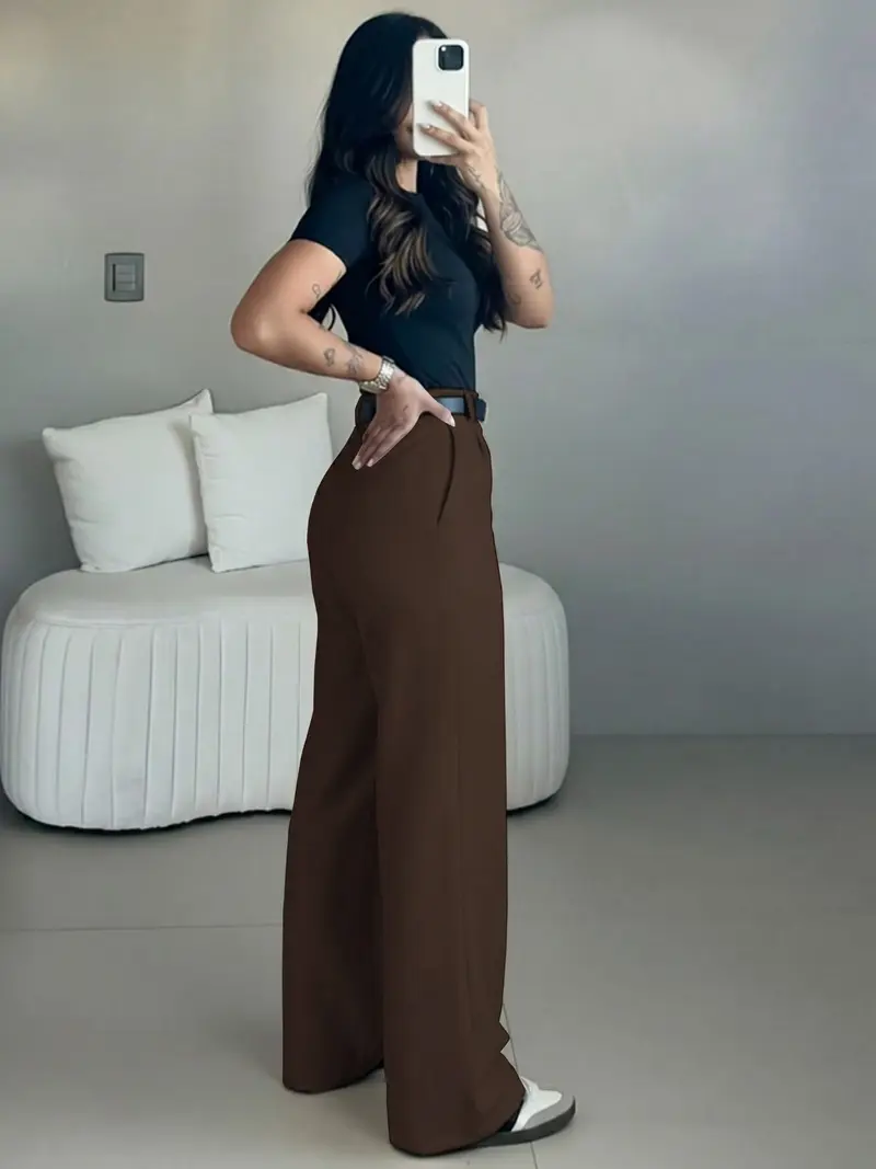Women's High-Waisted Loose-Fit Business Casual Trousers