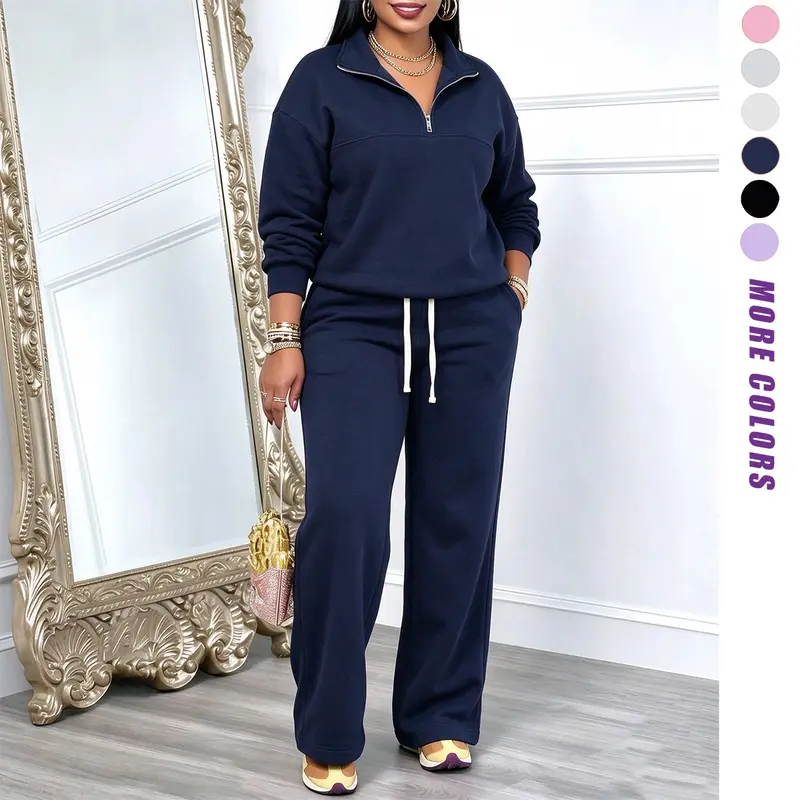 JOGWAVE women’s autumn/winter solid-color sweatshirt and sweatpants set, half-zip front sweatshirt and fleece-lined sweatpants, suitable for sports, casual wear, outings, fashionable and trendy, Christmas gift JOGWAVE women’s autumn/winter solid-color sweatshirt and sweatpants set, half-zip front sweatshirt and fleece-lined sweatpants, suitable for sports, casual wear, outings, fashionable and trendy, Christmas gift