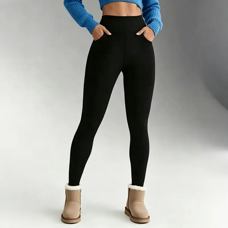 Women's High-Waisted Faux Shearling-Lined Yoga Pants