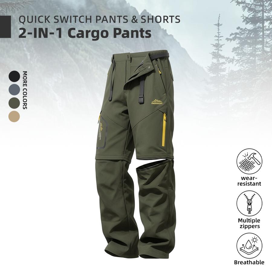 Men's Summer 2-in-1 Cargo Pants, Detachable Long Sports Shorts, Breathable Durable Tactical Utility Pants, Zipper & Multi-Pocket Outdoor Pants, Suitable for Outdoor Hiking, Camping, Mountaineering Men's Summer 2-in-1 Cargo Pants, Detachable Long Sports Shorts, Breathable Durable Tactical Utility Pants, Zipper & Multi-Pocket Outdoor Pants, Suitable for Outdoor Hiking, Camping, Mountaineering