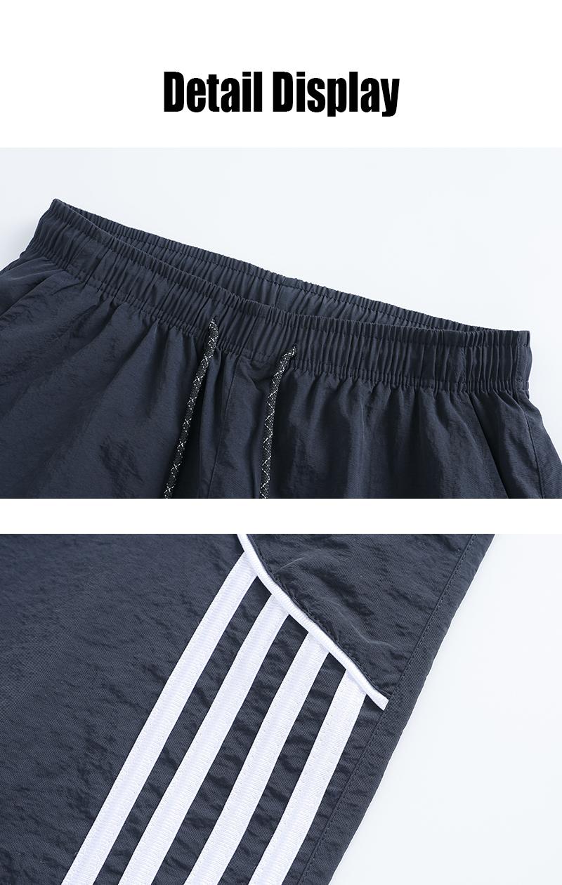 Men's Loose-Fit Wide-Leg Nylon Casual Pants - Printed Graphical Stripes, Drawstring Elastic Waist, Utility Pockets, Cool Breathable, All-Season Streetwear Clothing for Everyday Wear, Basketball, Wide-Leg Trousers